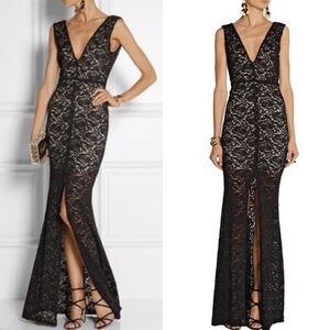 Alice + Olivia Mia Lace Black Maxi Dress 8